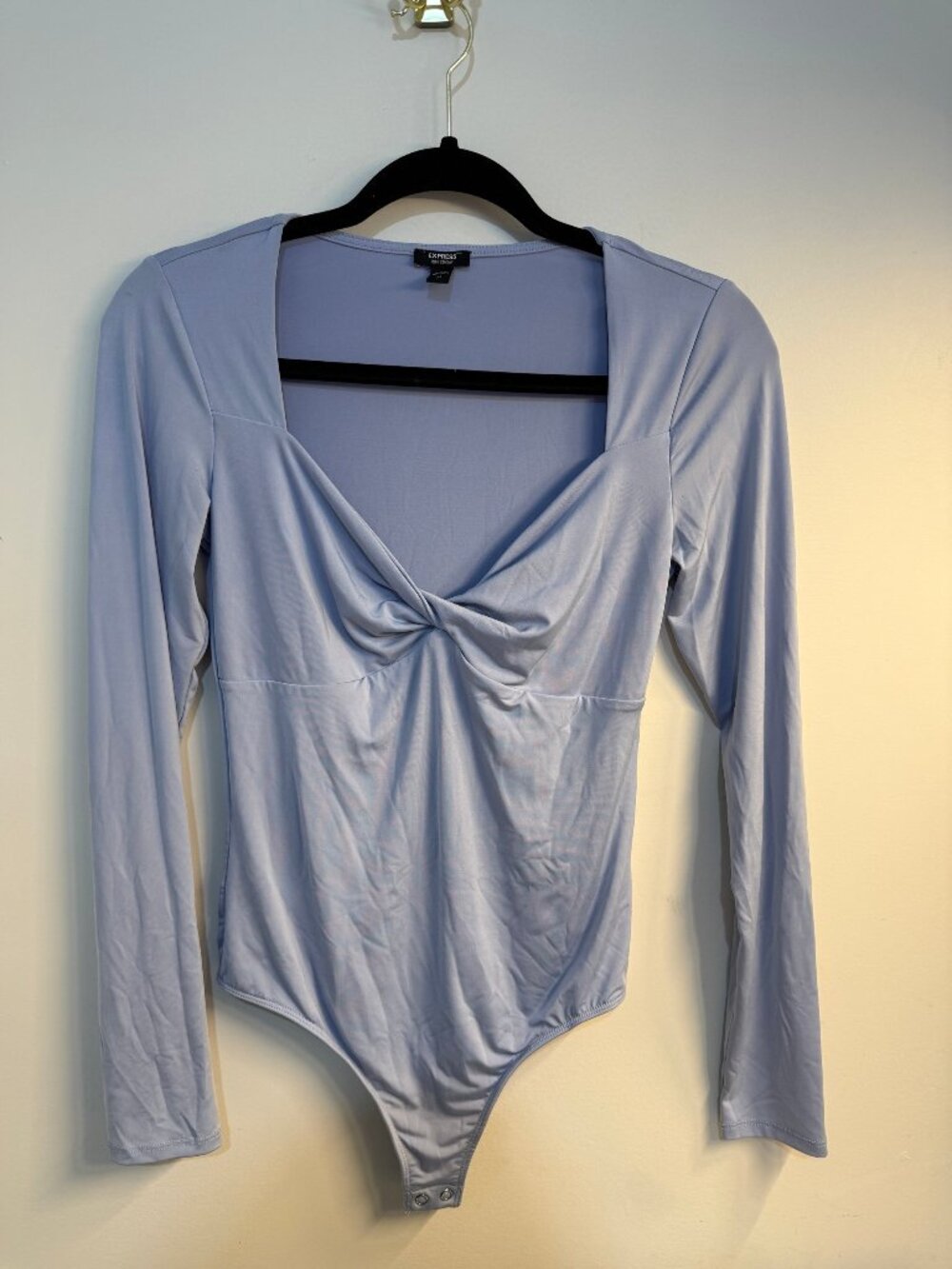 Express Body Contour XS Light Blue Polyester Spandex Bodysuit